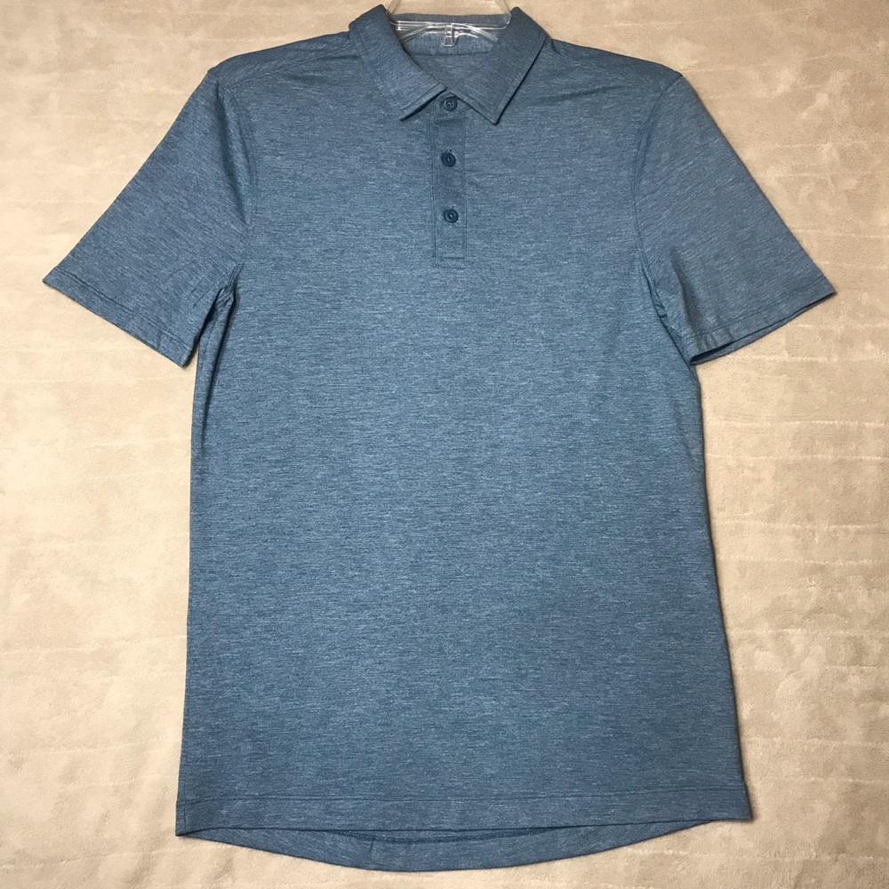 Lululemon Evolution Polo Performance Golf Mens Shirt Size XS Blue Short Sleeve